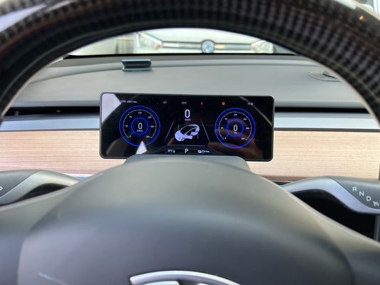 6.86" Steering Wheel Touch Screen with Apple Carplay/Android Auto with Optional Front Blind Spot Camera for Tesla Model 3/Y